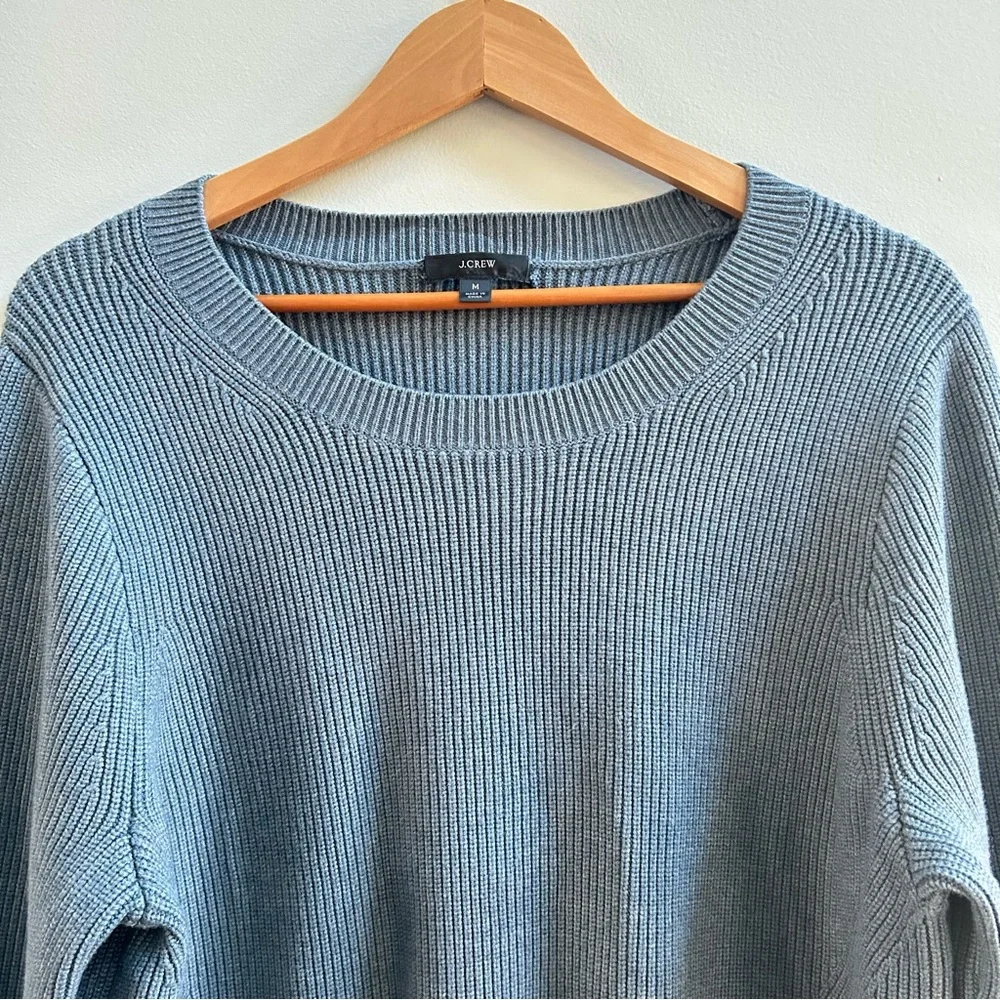 NWOT J. Crew Ribbed Stretch Crewneck Chunky Sweater In Heather Seascape, Size M